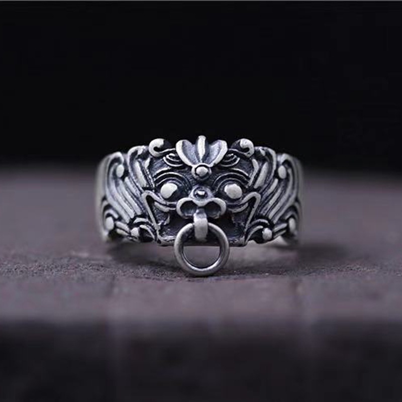 Cincin Open Ring Desain Dewa Keberuntungan Untuk Pria