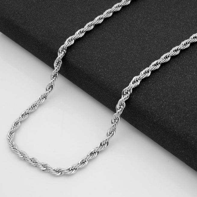 Kalung Pria Titanium Rantai Kalung Silver Titanium Steel Kalung Pria