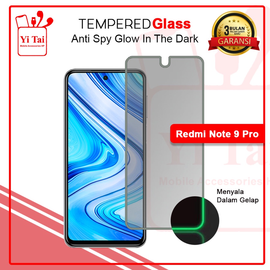 TEMPERED GLASS SPY GLOW IN THE DARK YI TAI - REDMI NOTE 9 PRO - GA