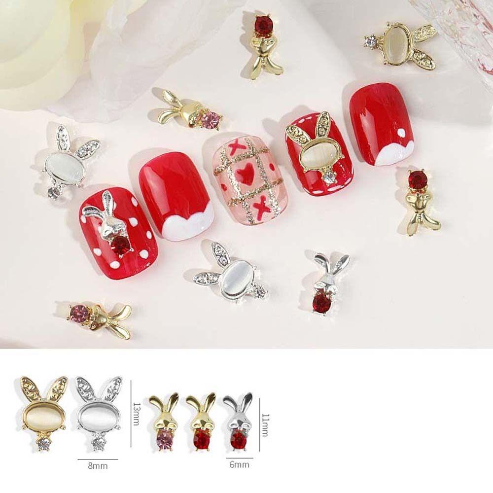 AUGUSTINA Agustina Kelinci Hiasan Kuku Wanita Nail Charms Nail Art Perhiasan Tulip Manicure Aksesoris