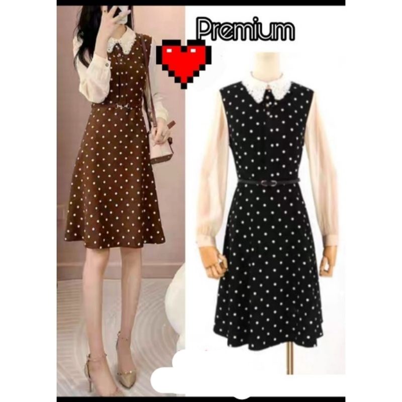 Casual Midi Dress/Tunik polkadot Premium Import