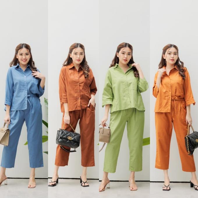 SET - Marion Linen Set / Setelan Linen / Setelan bigsize