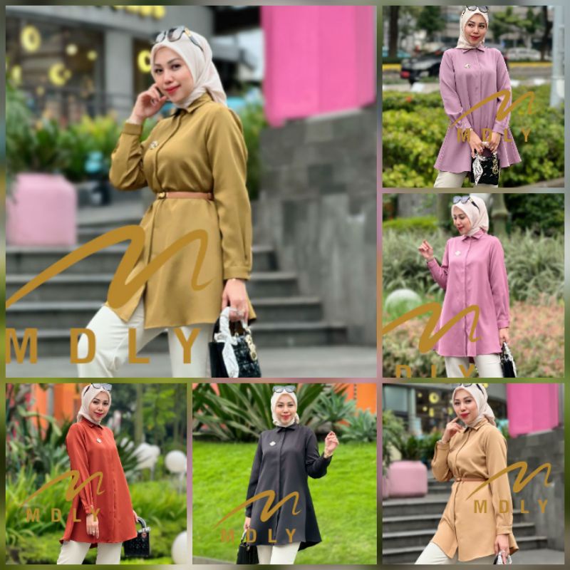 (poN) MDLY CELINE Baju atasan Kemeja wanita muslimah Celine Tunik By MDLY. TZY.l Olshop