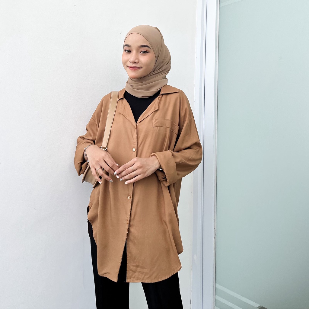 JIHAN OVERSIZE XXL LD 120  - BAJU BLOUSE WANITA JUMBO BIG SIZE TO XXL - ATASAN LENGAN PANJANG - KEMEJA OVERSIZE