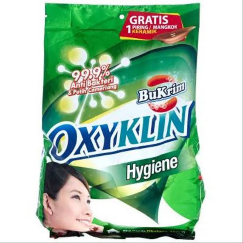 Bukrim Oxyklin Hygiene Detergent Bubuk 800Gr Gratis 1 Piring Keramik