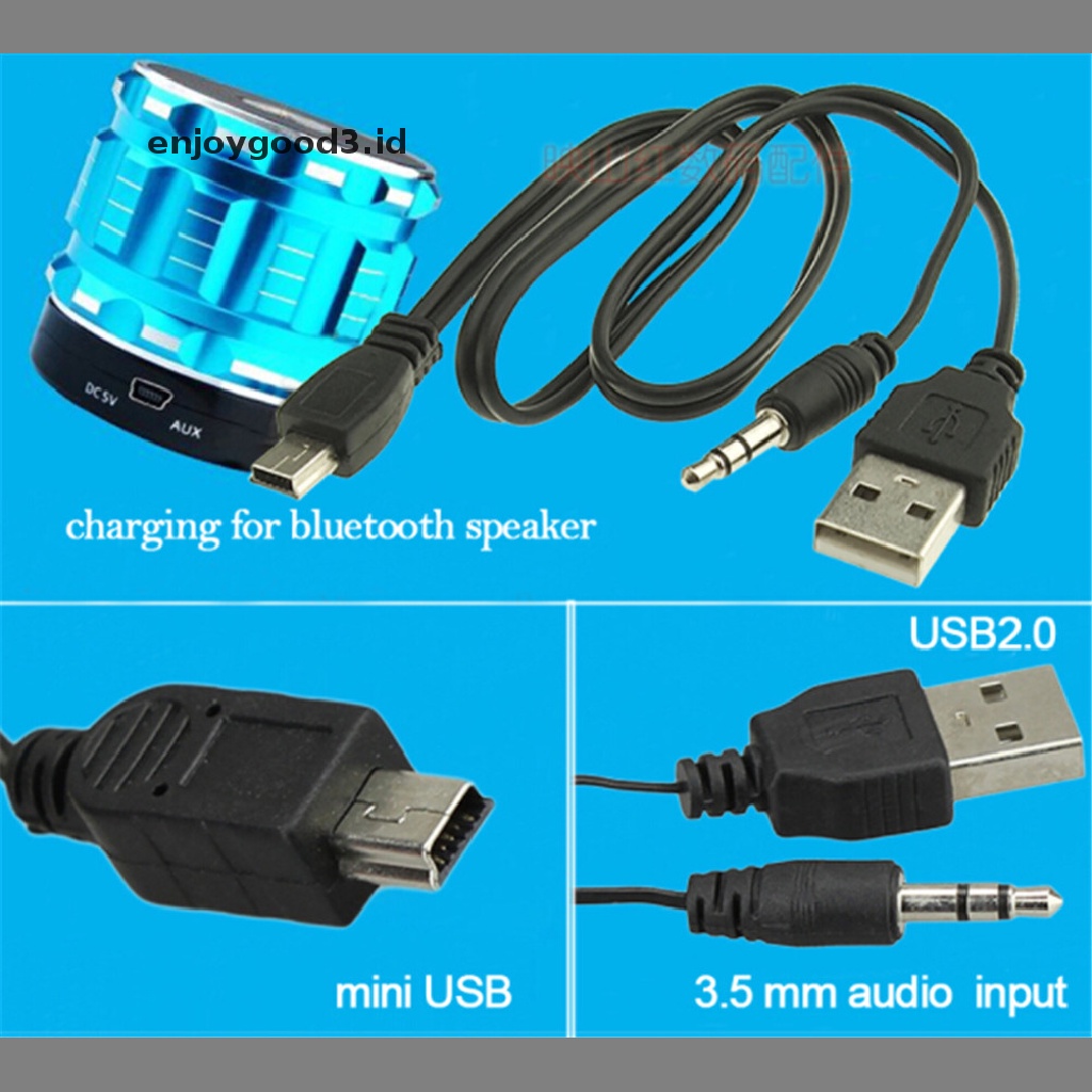 Kabel Charger USB 2.0 Ke Mini USB Male Audio Jack Plug 3.5mm Bluetooth