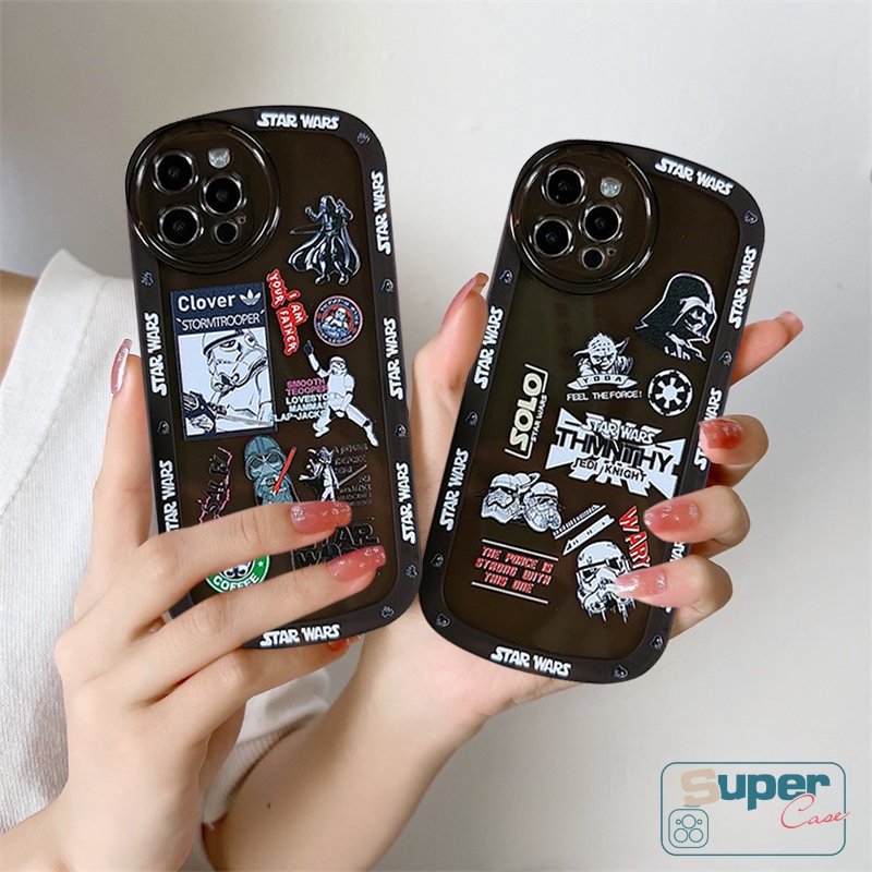 IPHONE Casing Ponsel Kompatibel Untuk Iphone6 6s 78 Plus 11 13 12 14 Pro MAX XR XS MAX X Se2020Brand Trendy Star Wars Fashion Label Airbag Lensa Bulat Lembut Full Cover