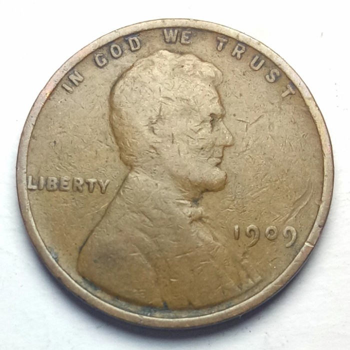 Uang koin kuno Usa 1 Cent Lincoln 1909 Keydate LANGKA