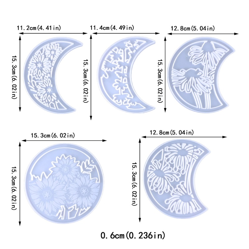 Siy 5Pcs / Set Cetakan Epoxy Bulan Sabit Bahan Silikon Untuk Dekorasi Perhiasan DIY