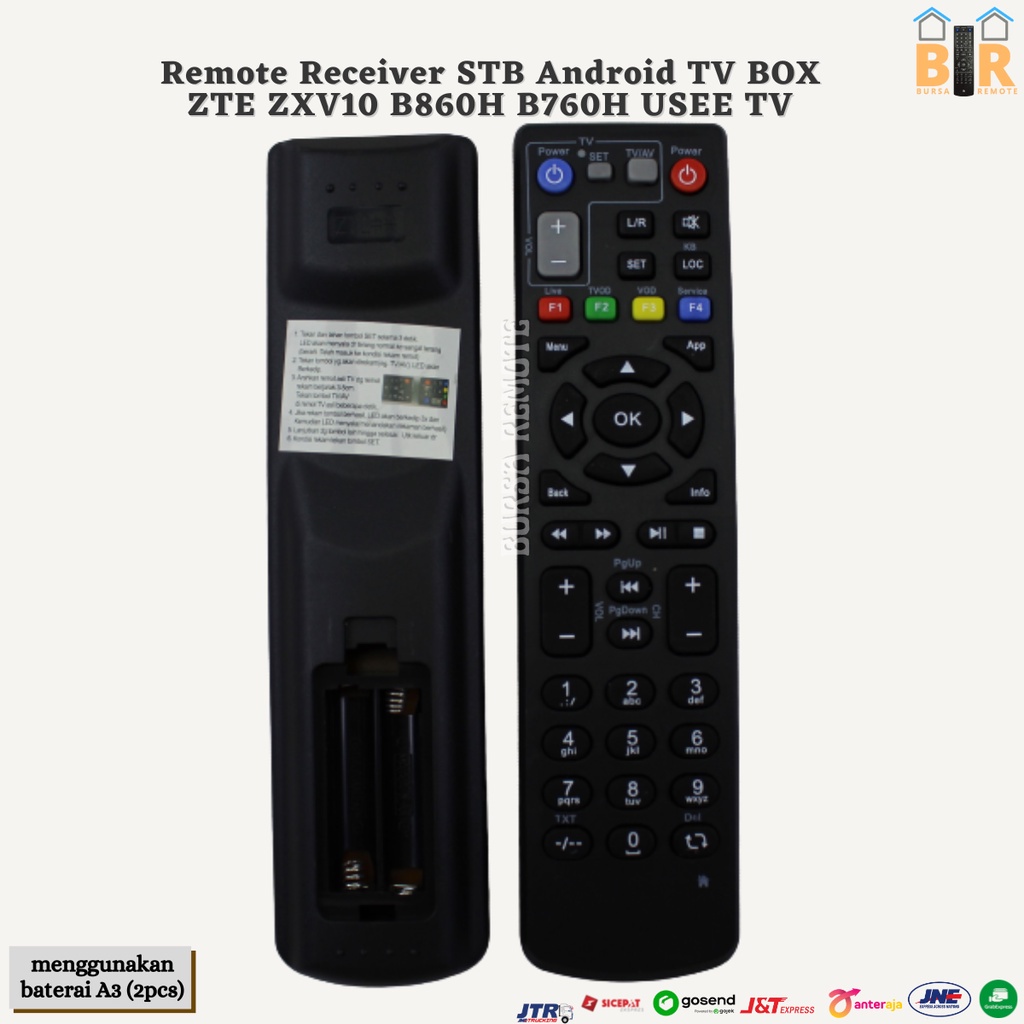 Remot / Remote Receiver STB Android TV BOX ZTE ZXV10 B860H B760H Indi MNC PLAY Speedy TV ZTE HITAM /