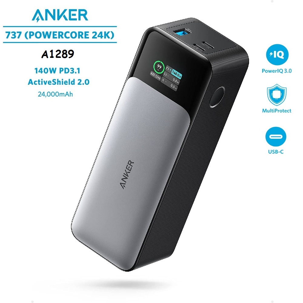 ANKER A1289 - 737 Power Bank GaNPrime PowerCore 140W 24000mAh - Powerbank Terbaru dari ANKER - Kapasitas 24000mAh