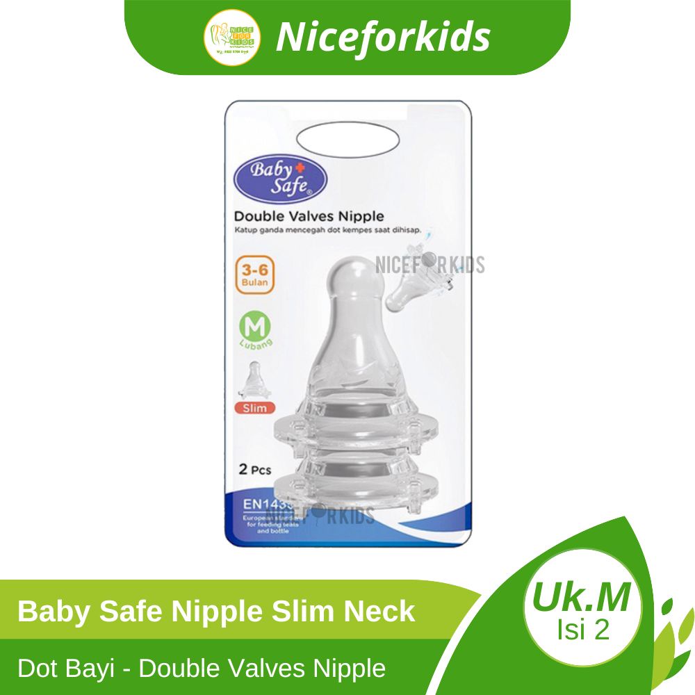 Baby Safe Nipple Slim Neck / Baby Safe Double Valves Slim Neck Nipple / Dot Botol Bayi