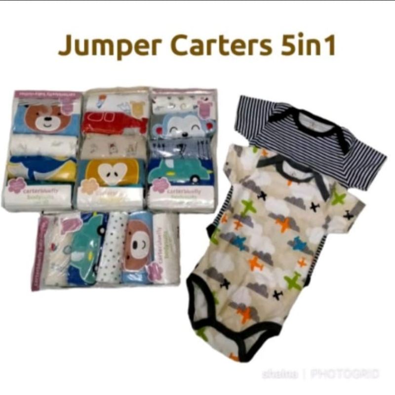 Jumper Bayi Pendek Laki-laki Perempuan Motif Lucu Import 5 in 1 isi 5pcs Jamper Baju Kodok Anak Bayi Segitiga impor