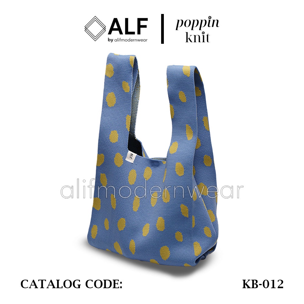 ALIF TAS BELANJA RAJUT POPPIN KNIT GROCERY BAG - VELVET BLUE ( KB-012 )