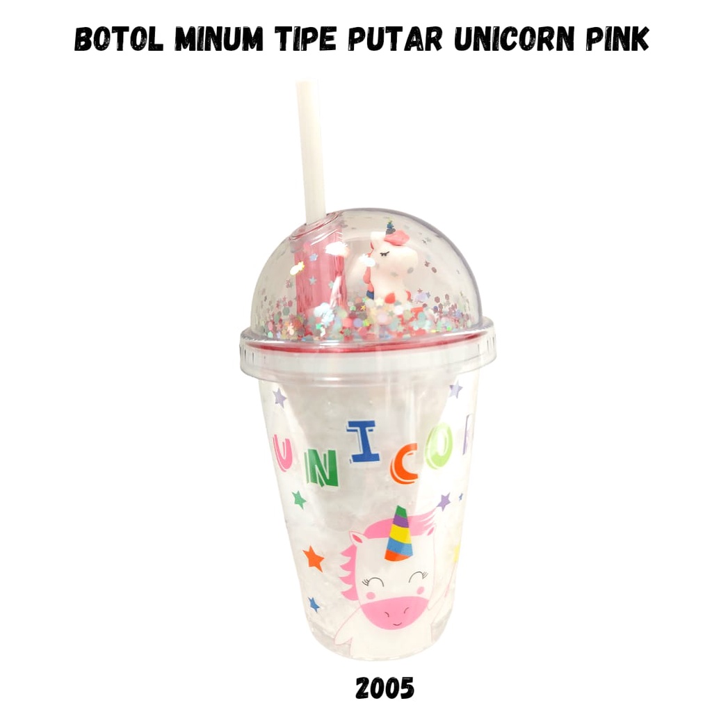 Tumbler Unicorn Blink / Gelas Karakter anak gliter Unicorn