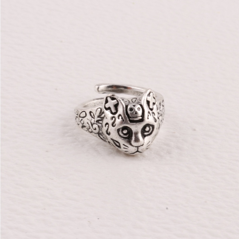 Cincin Model Terbuka Motif leopard Bahan alloy Gaya retro Korea Untuk Pria Dan Wanita