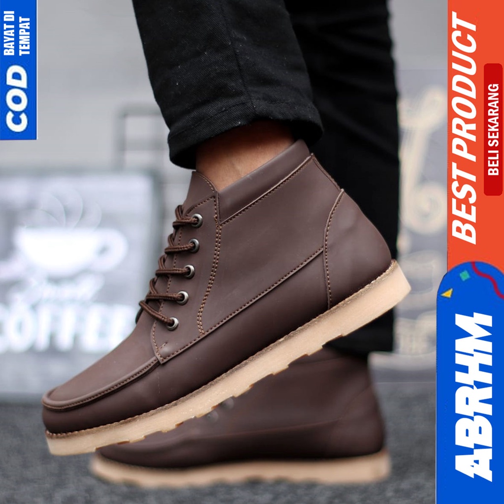 Sepatu Boots Pria Klasik Kerja Kantor Santai FullHitam Abrhm Barak