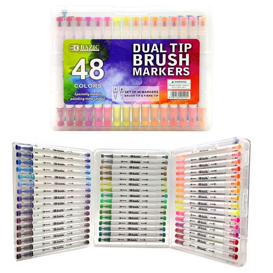 

ル BAZIC Dual Tip Brush Pen Set 48 Colors ㆃ