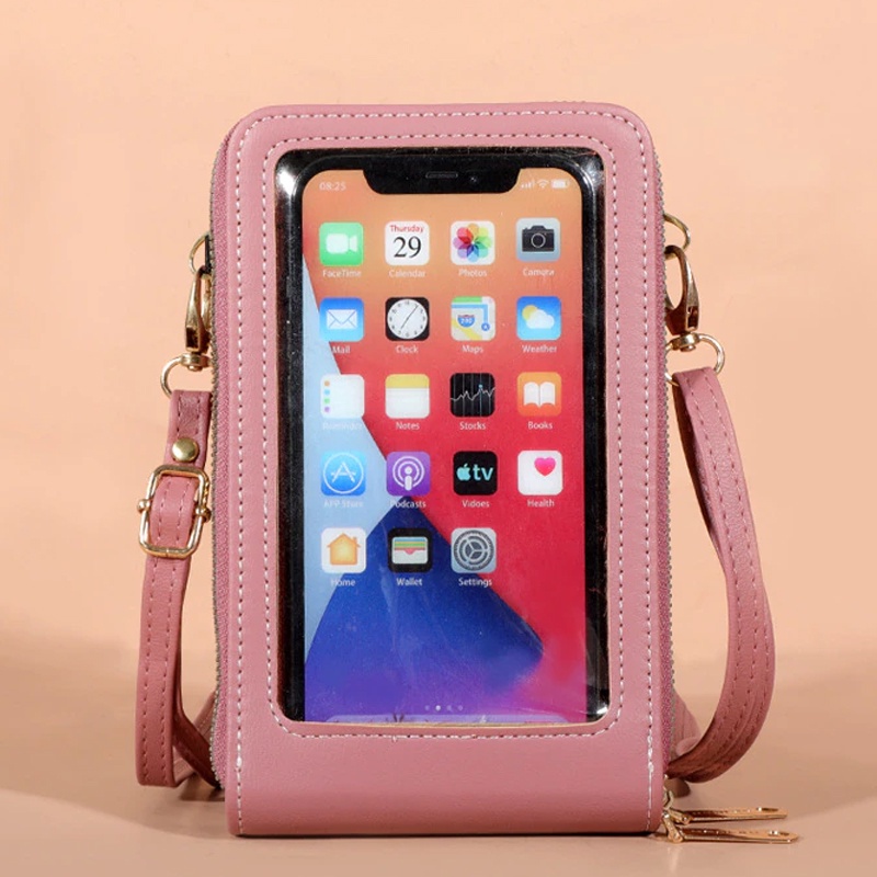 Tas Hp Wanita Bahan Kulit Sintetis Multifungsi Touch Screen Kekinian Model Korea branded Viral Lucu Murah Kekinian Terbaru