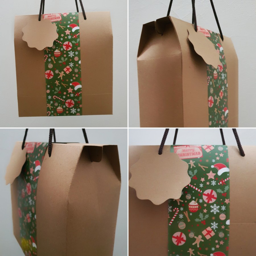 

10 pcs Paperbag Dus Tenteng Kantong Tas Kertas Paper Bag + Band Natal Kotak Dus Packaging Hampers Goodie Bag Ukuran 19x9x15.5 cm