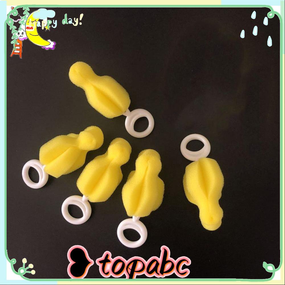 Top 5pcs Sikat Spons Pembersih Botol Susu Bayi Warna Kuning