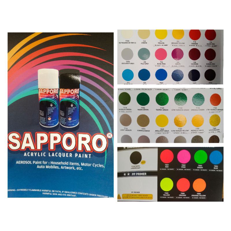 sapporo 150ml pilok pilox cat semprot Saporo sapporo 150ml black  749 primer grey 768 774 dull black rose pink chrome crom signal red 723 7102  ctm Honda yellow chrome hi temp black silver 7123 taipan green