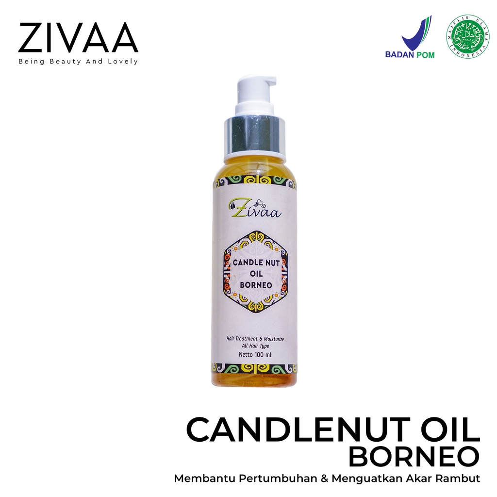 ZIVAA CANDLE NUT OIL BORNEO - KAYU ULIN - OBAT UBAN - PENGHILANG UBAN - PENGHITAM RAMBUT