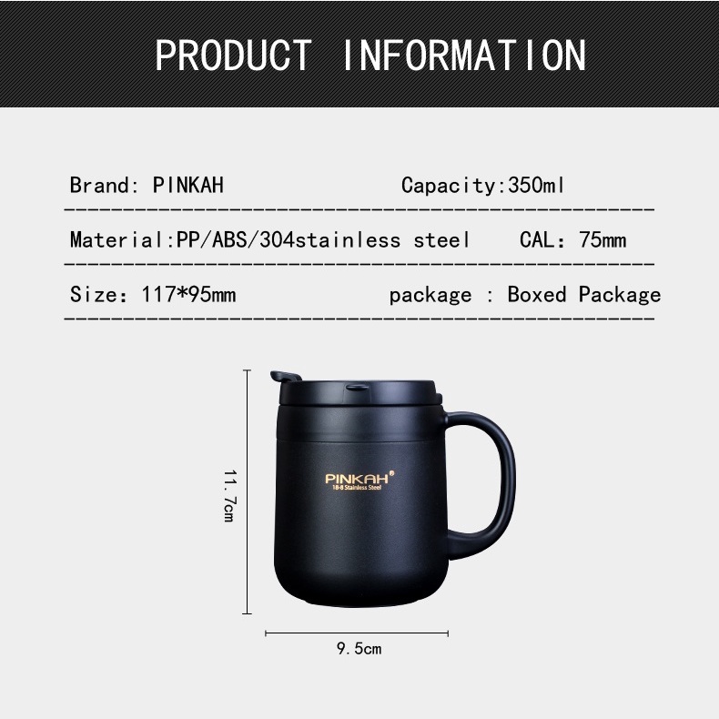 PINKAH PJ-3522-L - Vacuum Mug 340ML - Gelas Mug Termos Tahan Panas dan Dingin