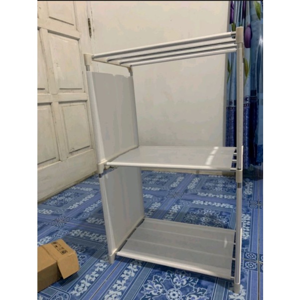 rak susun rak portable 3 susun 2 ruang rak serbaguna rak helm rak buku