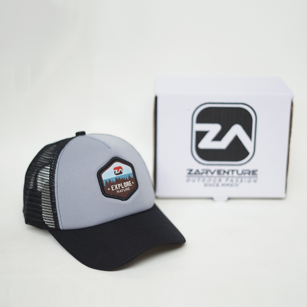 TOPI Trucker Jaring Busa Zarventure Abu Hitam 84