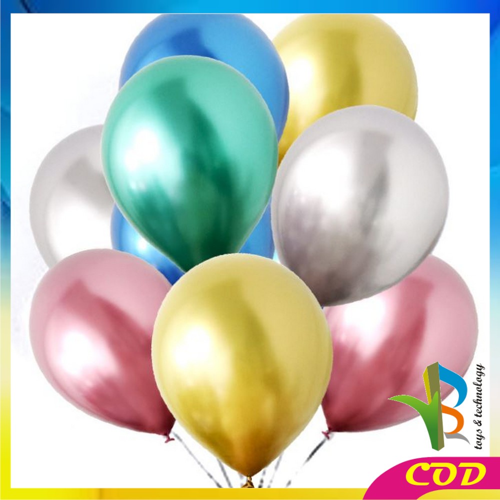 RB-C391 C393 Balon Latex Polos Tebal Metalik / Ballon Macaron Karet Latek Ulang Tahun / Balon Karet Warna Warni Ultah Helium