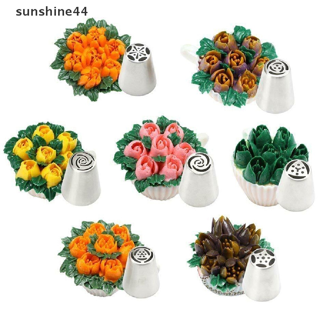 Sunshine 7Pcs Spuit Piping Rusia Bentuk Bunga Untuk Dekorasi Kue