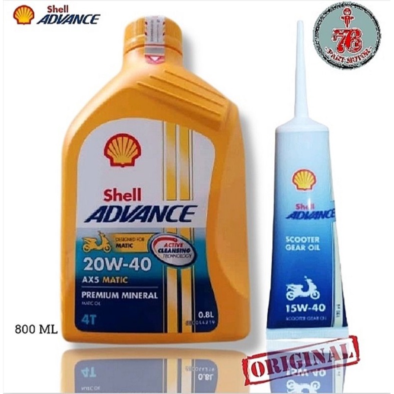 PAKET OLI SHELL MATIC AX5 20W-40 800 ML DAN OLI GEAR SHELL ORIGINAL