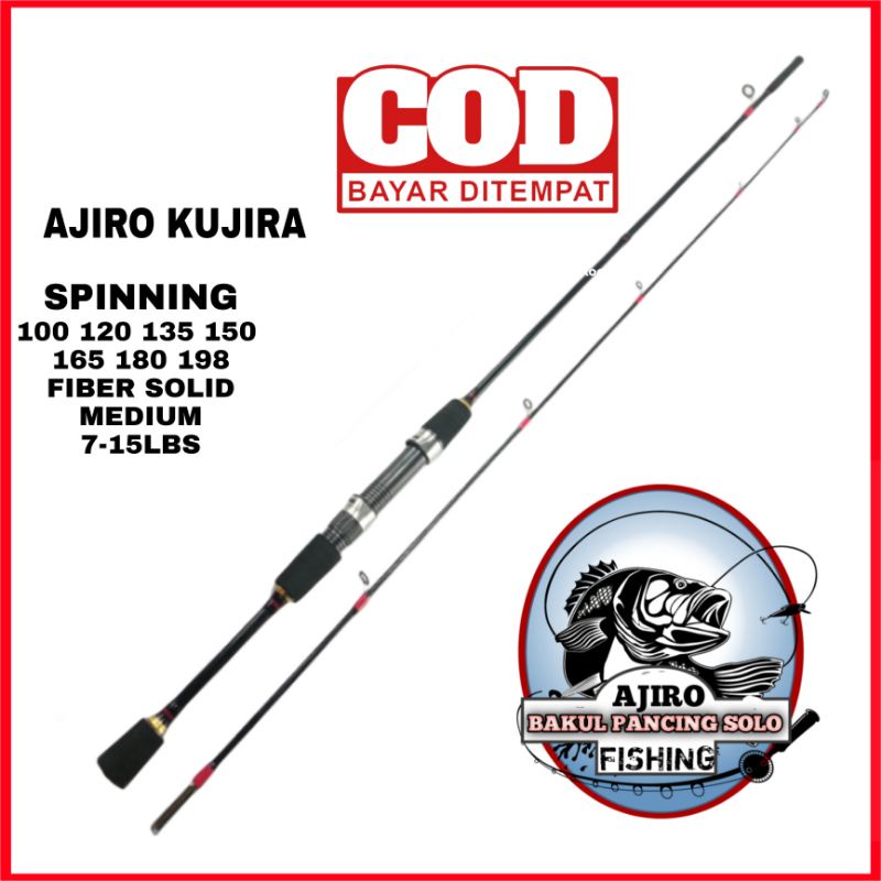 joran pancing spinning fiber solid murah kuat ajiro kujira 100 - 198 cm