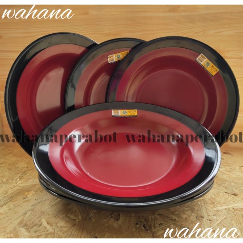 piring makan. melamin golden dragon /piring makan melamin golden dragon isi 3pcs warna merah