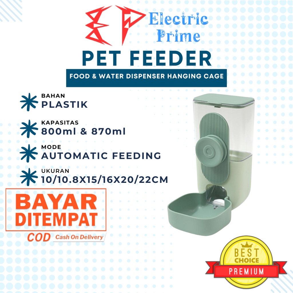 Botol Gantung Kandang Hewan Tempat Makan Anjing 870ml Botol Minum Kucing 800ml Hanging Cage Bottle Automatic Cat Feeder Pet Bowl Water Dispenser