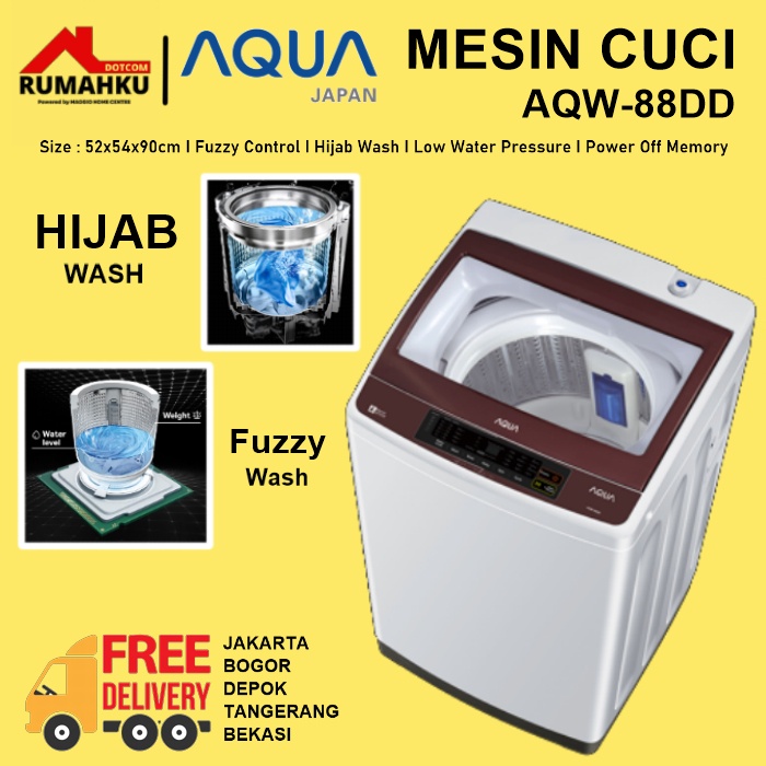 MESIN CUCI 1 TABUNG - MESIN CUCI OTOMATIS - MESIN CUCI AQUA 88DD AQUA