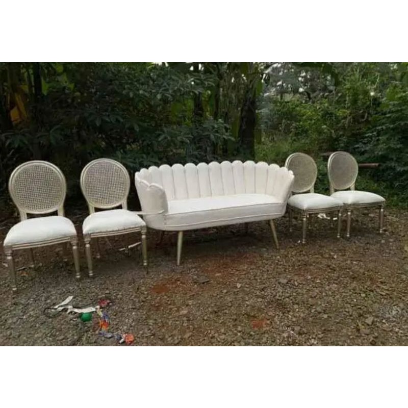 kursi pelaminan / kursi pelajaran kerang / kursi pengantin / kursi pelaminan rotan / kursi pelaminan