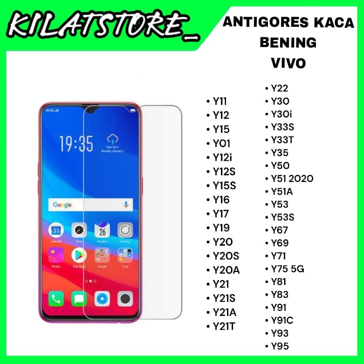 Tempered Glass Clear Bening for Vivo + Packing Kardus dan Tisu