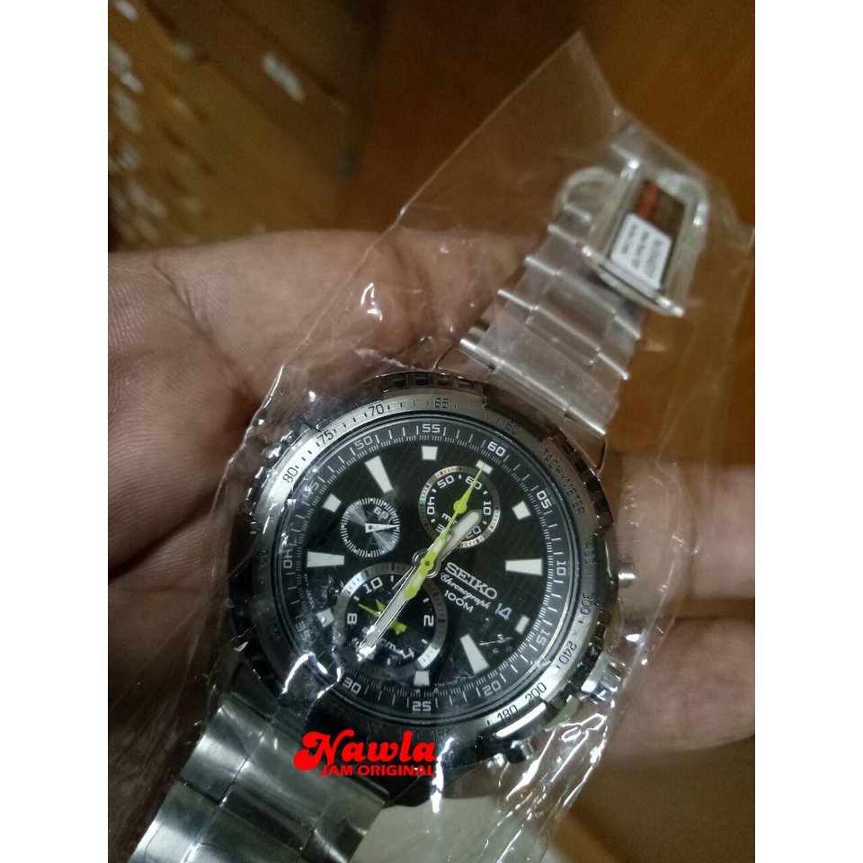 Seiko Quartz SNAE01P1 Chrono Alarm Black Dial - Jam Tangan Pria SNAE01