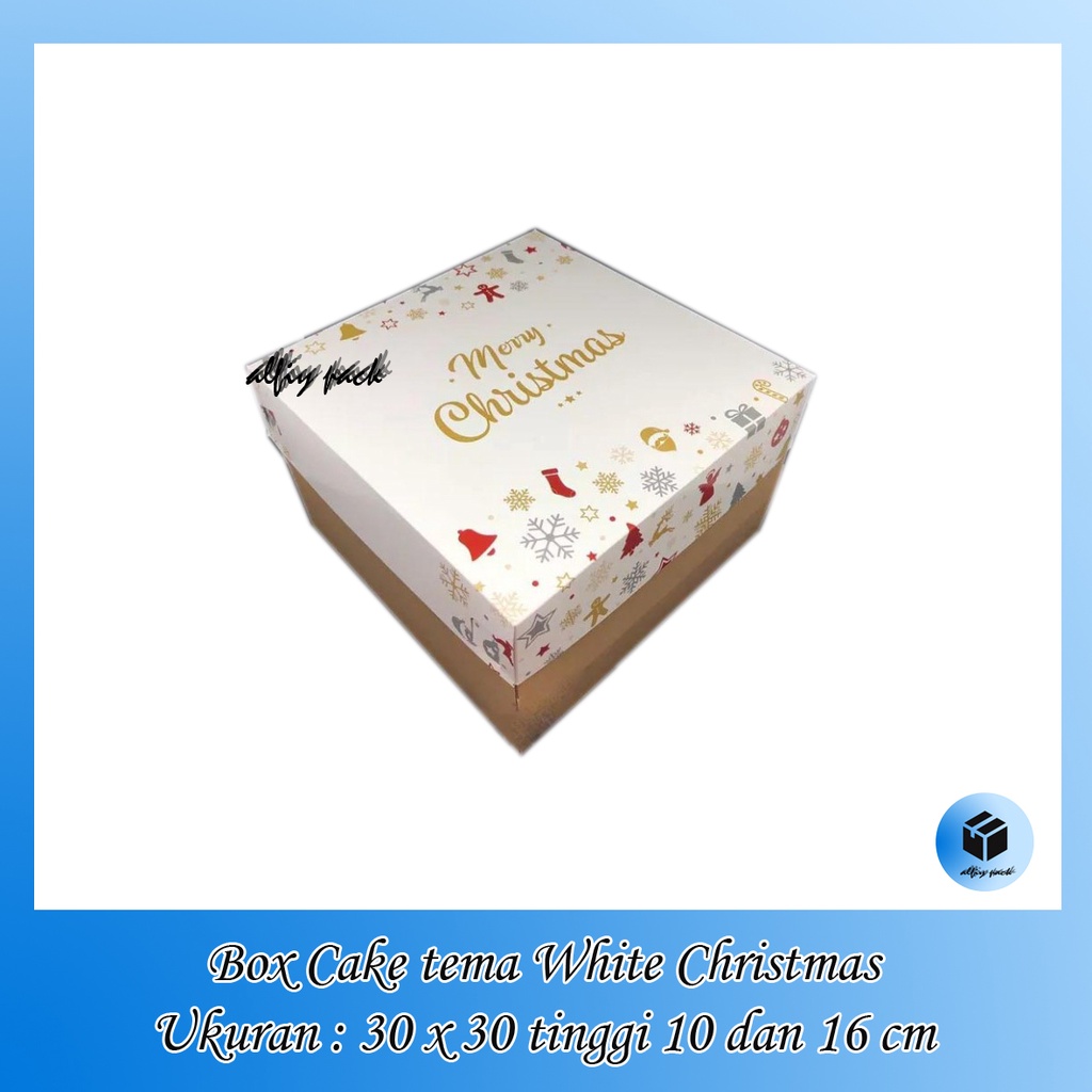 

1pack isi 5pcs BOX CAKE TEMA NATAL MERRY CHRISTMAS UKURAN 30x30x10 / 30x30x16 CM DUS PACKAGING HAMPERS / PARCEL NATAL XMAS KOTAK KUE LAPIS BOLU LAPGIT DUS CORRUGATED GIFT BOX