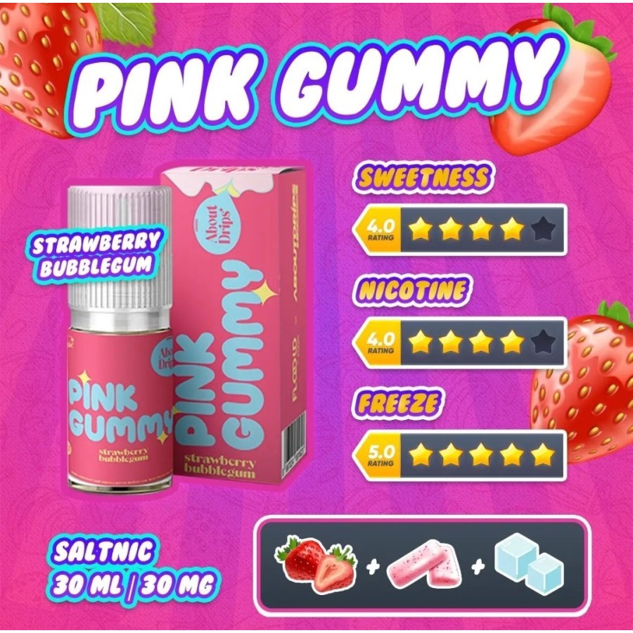 Foom Pink Gummy Strawberry Bubblegum Salt Nic 30ML