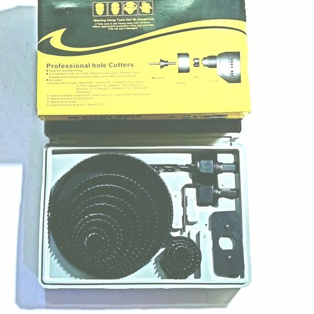 Mata Bor Hole Saw Set 16 Pcs Mata Bor Pelubang Kayu Pvc Hole saw Kit.