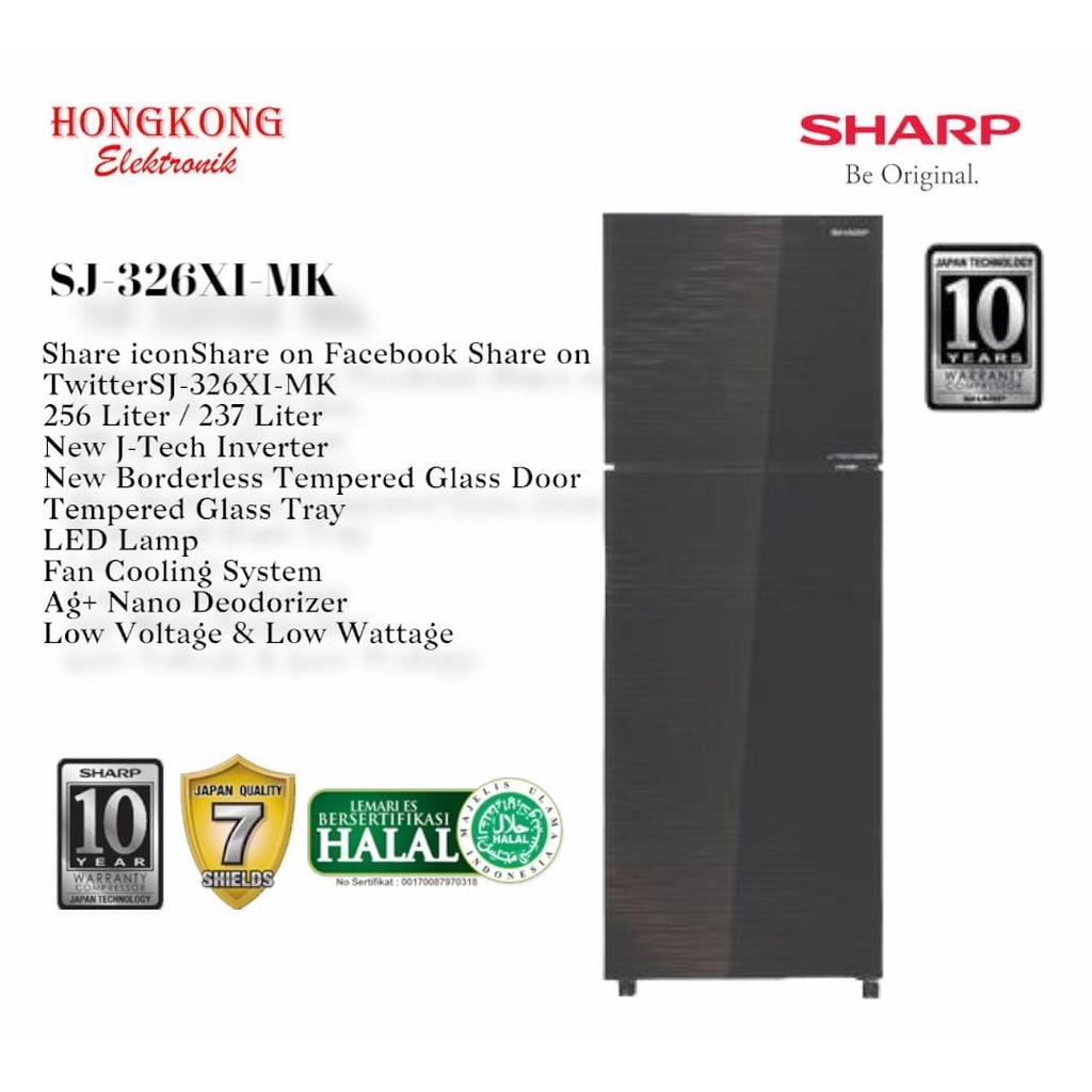 KULKAS SHARP 2 PINTU SJ-326XI-MK