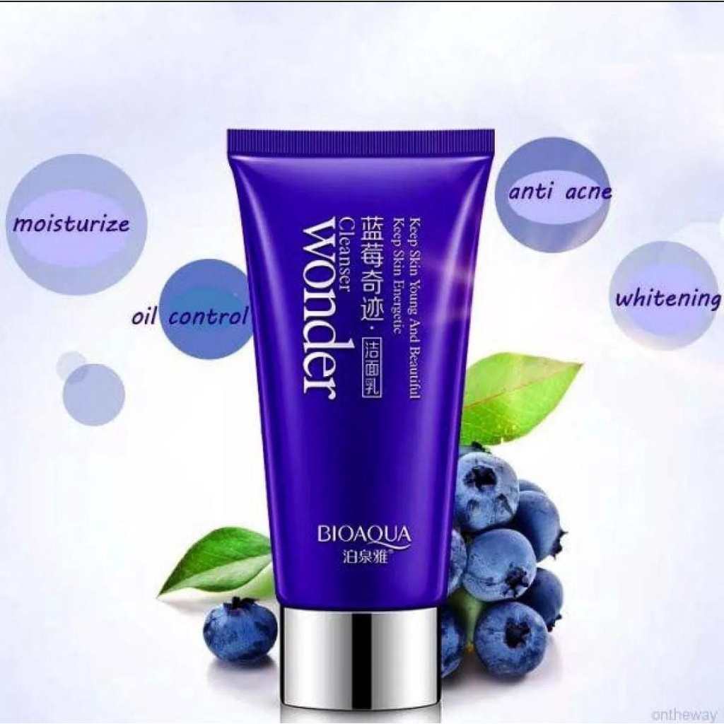 Rumah Cantik COD Wonder Blueberry Cleanser Moisturizing Brightening Facial Foam Cleanser - Pembersih Wajah Foam Bio Aqua Dengan Extract Blueberry Menutrisi Wajah Melembabkan Melembutkan Memutihkan Wajah - 100 gr