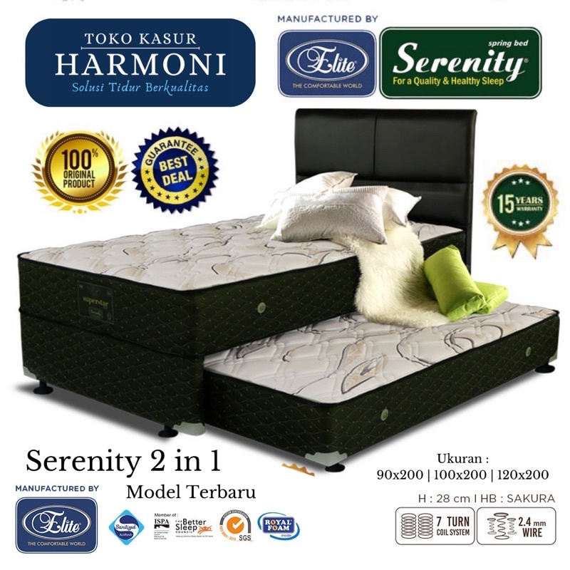 Kasur Springbed Sorong Serenity 2 in 1 90x200 / 100x200 / 120x200 Double Bed