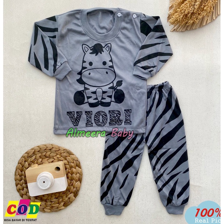 Setelan Baju Bayi Piyama Bayi Lengan Panjang Kancing Pundak Usia 3-12 Bulan Almeera Baby and Kids