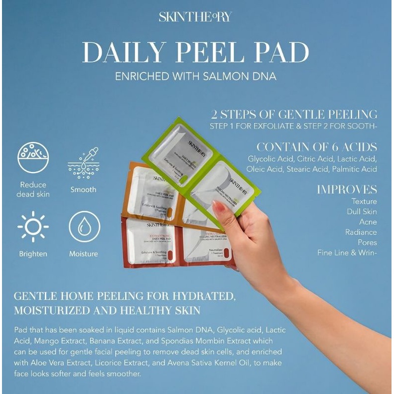 Skintheory Daily Peel Pad Extra Strong Mild Exfoliating Pad Peeling Tisu Mengangkat Sel Kulit Mati