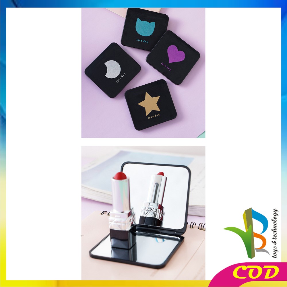 RB-C584 Cermin Mini Travel Model Segiempat / Cermin Makeup Petak / Cermin Rias / Cermin Kecil Lipat / Cermin Saku Kaca Rias Makeup Lipat Double