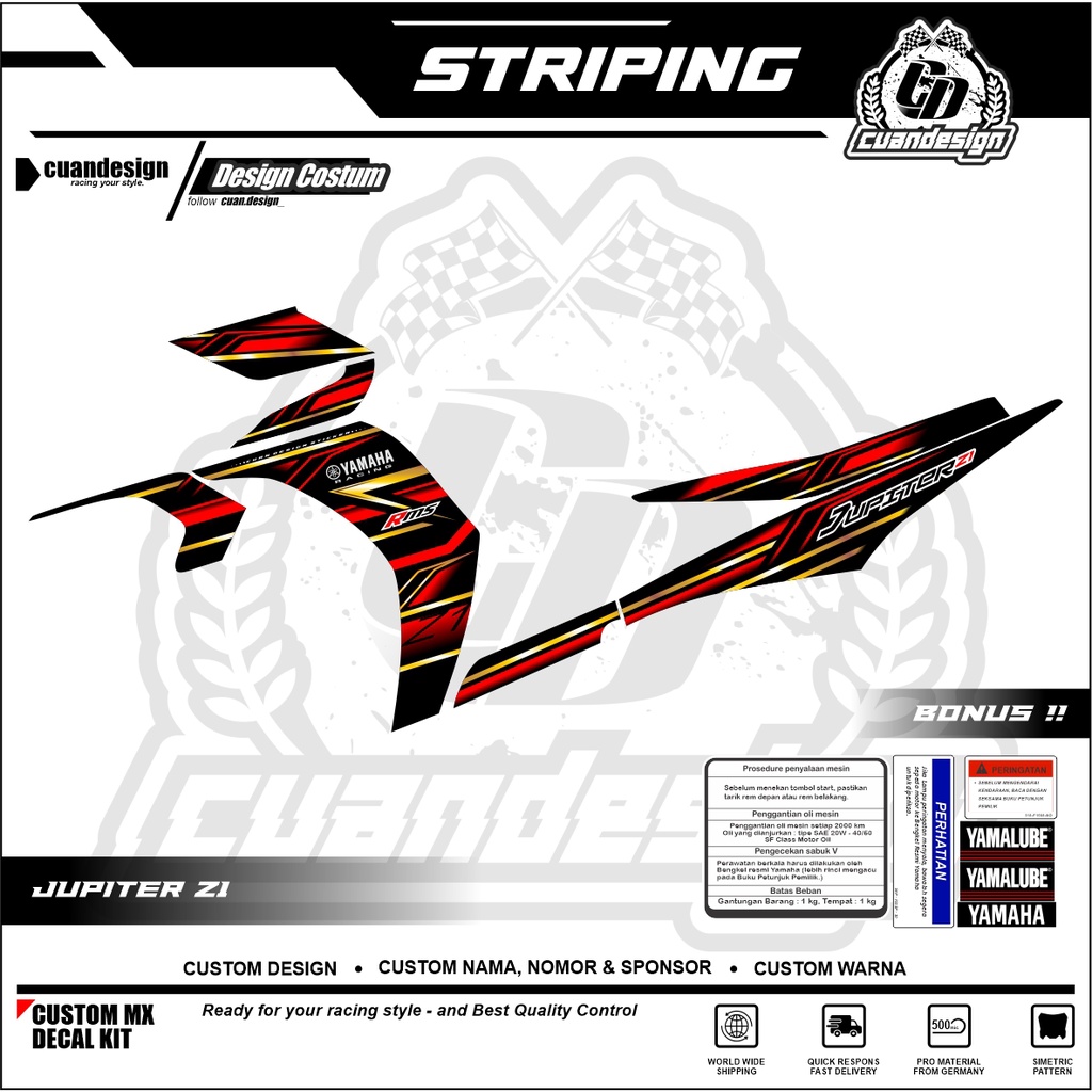 STIKER STRIPING /JUPITER Z1 / JUPITER MX 135 / EXCITER 135 / LC 135 / STRIPING / STICKER / DECAL MOT